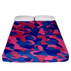 Blue And Pink Camouflage Pattern Fitted Sheet (king Size) by SpinnyChairDesigns