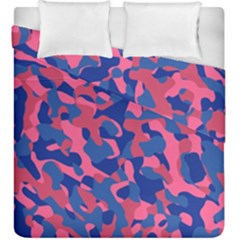 Blue And Pink Camouflage Pattern Duvet Cover Double Side (king Size) by SpinnyChairDesigns