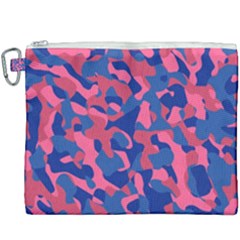 Blue And Pink Camouflage Pattern Canvas Cosmetic Bag (xxxl) by SpinnyChairDesigns