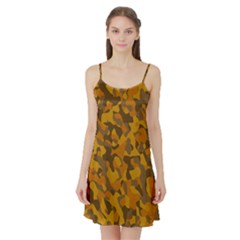 Brown And Orange Camouflage Satin Night Slip by SpinnyChairDesigns