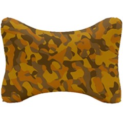 Brown And Orange Camouflage Seat Head Rest Cushion by SpinnyChairDesigns