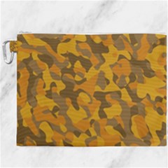 Brown And Orange Camouflage Canvas Cosmetic Bag (xxxl) by SpinnyChairDesigns