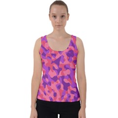 Pink And Purple Camouflage Velvet Tank Top by SpinnyChairDesigns