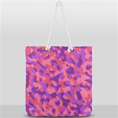Pink And Purple Camouflage Full Print Rope Handle Tote (large) by SpinnyChairDesigns