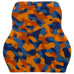 Blue And Orange Camouflage Pattern Car Seat Velour Cushion  by SpinnyChairDesigns
