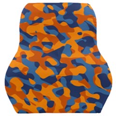 Blue And Orange Camouflage Pattern Car Seat Back Cushion  by SpinnyChairDesigns