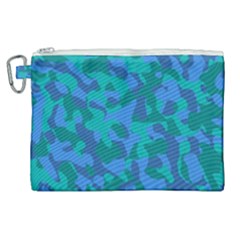 Blue Turquoise Teal Camouflage Pattern Canvas Cosmetic Bag (xl) by SpinnyChairDesigns