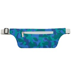 Blue Turquoise Teal Camouflage Pattern Active Waist Bag by SpinnyChairDesigns