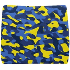 Blue And Yellow Camouflage Pattern Seat Cushion by SpinnyChairDesigns