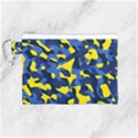Blue and Yellow Camouflage Pattern Canvas Cosmetic Bag (Medium) View1