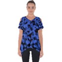 Black and Blue Camouflage Pattern Cut Out Side Drop Tee View1