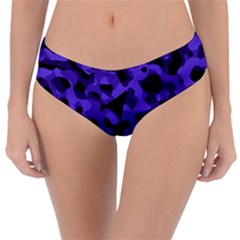 Purple Black Camouflage Pattern Reversible Classic Bikini Bottoms by SpinnyChairDesigns
