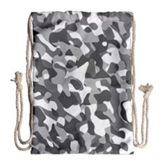Grey And White Camouflage Pattern Drawstring Bag (large) by SpinnyChairDesigns