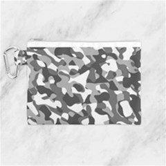Grey And White Camouflage Pattern Canvas Cosmetic Bag (medium) by SpinnyChairDesigns
