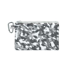 Grey And White Camouflage Pattern Canvas Cosmetic Bag (small) by SpinnyChairDesigns