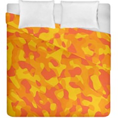 Orange And Yellow Camouflage Pattern Duvet Cover Double Side (king Size) by SpinnyChairDesigns