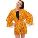 Orange and Yellow Camouflage Pattern Long Sleeve Kimono View1