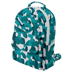 Teal And White Camouflage Pattern Flap Pocket Backpack (small) by SpinnyChairDesigns