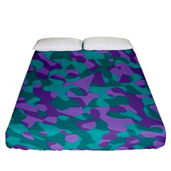 Purple And Teal Camouflage Pattern Fitted Sheet (california King Size) by SpinnyChairDesigns