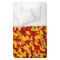 Red And Yellow Camouflage Pattern Duvet Cover (single Size) by SpinnyChairDesigns