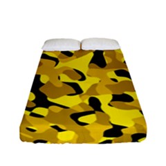 Black And Yellow Camouflage Pattern Fitted Sheet (full/ Double Size) by SpinnyChairDesigns