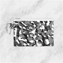 Black And White Camouflage Pattern Canvas Cosmetic Bag (small) by SpinnyChairDesigns