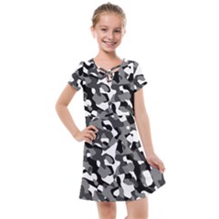 Black And White Camouflage Pattern Kids  Cross Web Dress by SpinnyChairDesigns