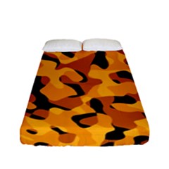 Orange And Black Camouflage Pattern Fitted Sheet (full/ Double Size) by SpinnyChairDesigns