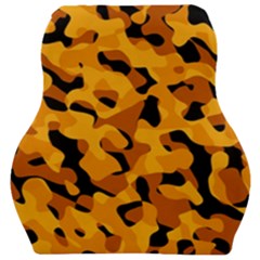Orange And Black Camouflage Pattern Car Seat Velour Cushion  by SpinnyChairDesigns