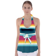 70s Vintage Stripes Babydoll Tankini Top by tmsartbazaar