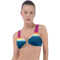 70s Vintage Stripes Ring Detail Bikini Top by tmsartbazaar