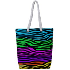 Colorful Zebra Full Print Rope Handle Tote (small) by Angelandspot