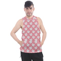 Cute Cat Faces White And Pink Men s Sleeveless Hoodie by SpinnyChairDesigns