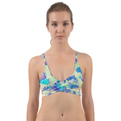 Cosmos Flowers Blue Wrap Around Bikini Top by DinkovaArt