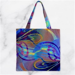 Infinity Painting Blue Zipper Grocery Tote Bag by DinkovaArt