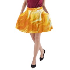 Gold Flames Pattern A-line Pocket Skirt by SpinnyChairDesigns