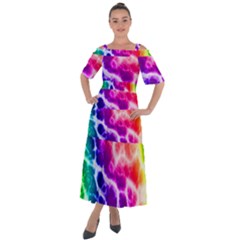 Colorful Tie Dye Pattern Texture Shoulder Straps Boho Maxi Dress  by SpinnyChairDesigns