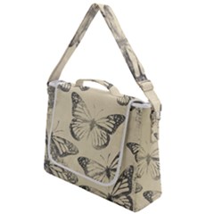 Vintage Ink Stamp On Paper Monarch Butterfly Box Up Messenger Bag by SpinnyChairDesigns