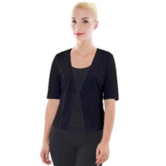 Plain Black Solid Color Cropped Button Cardigan by FlagGallery