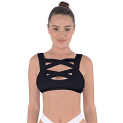 Plain Black Solid Color Bandaged Up Bikini Top by FlagGallery