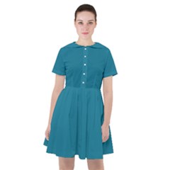 Mosaic Blue Pantone Solid Color Sailor Dress by FlagGallery