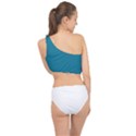 Mosaic Blue Pantone Solid Color Spliced Up Bikini Top  View2