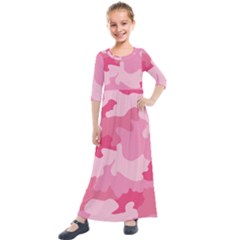 Camo Pink Kids  Quarter Sleeve Maxi Dress by MooMoosMumma