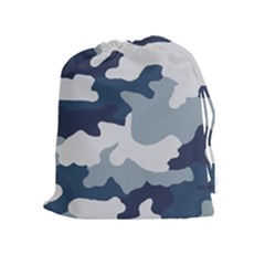 Camo Blue Drawstring Pouch (xl) by MooMoosMumma