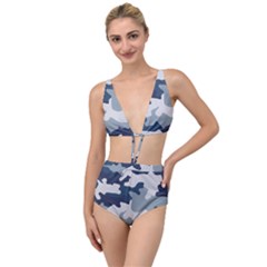 Camo Blue Tied Up Two Piece Swimsuit by MooMoosMumma