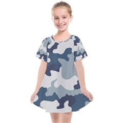 Camo Blue Kids  Smock Dress by MooMoosMumma