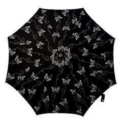 Black And White Butterfly Pattern Hook Handle Umbrellas (medium) by SpinnyChairDesigns