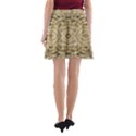 Ecru and Brown Intricate Pattern A-Line Pocket Skirt View2