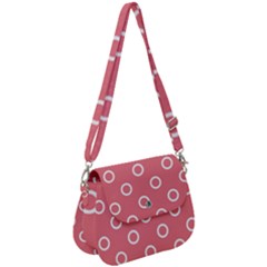 Coral Pink And White Circles Polka Dots Saddle Handbag by SpinnyChairDesigns