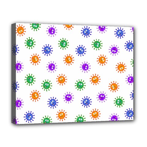 Cartoon Corona Virus Covid 19 Canvas 14  X 11  (stretched) by SpinnyChairDesigns